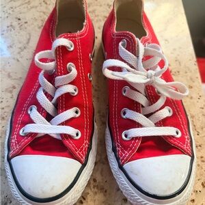 Converse Kids Red Canvas Low-Top Sneakers with White Laces